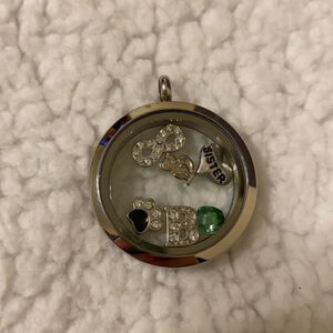 Origami Owl lock with charms paw infinity sister